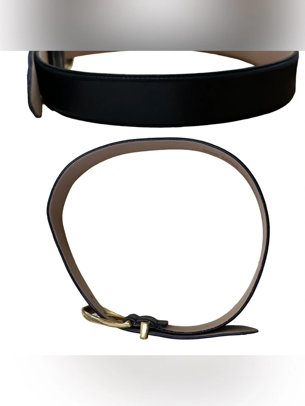 Vintage Navy Blue Faux Leather Gold Buckle Belt